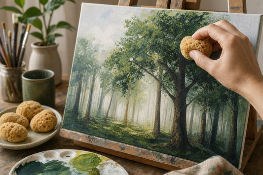 Bäume malen Acryl: realistisches Laub mit Schwamm