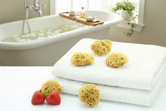 Menstruationsschwamm aus Naturschwamm im Badezimmer