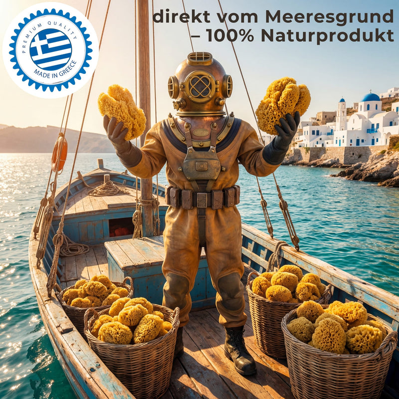 Gesichtsschwamm aus Griechenland mit Hinweis zur Herkunft