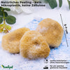 Drei Gesichtsschwämme aus Naturschwamm mit Größenhinweis
