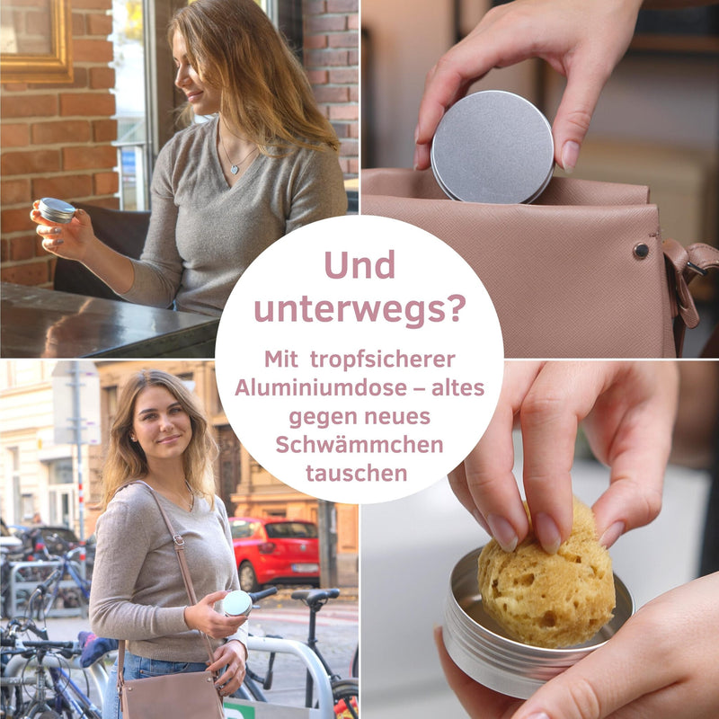 Menstruationsschwamm mit Kordel unterwegs in der Aluminiumdose aufbewahren