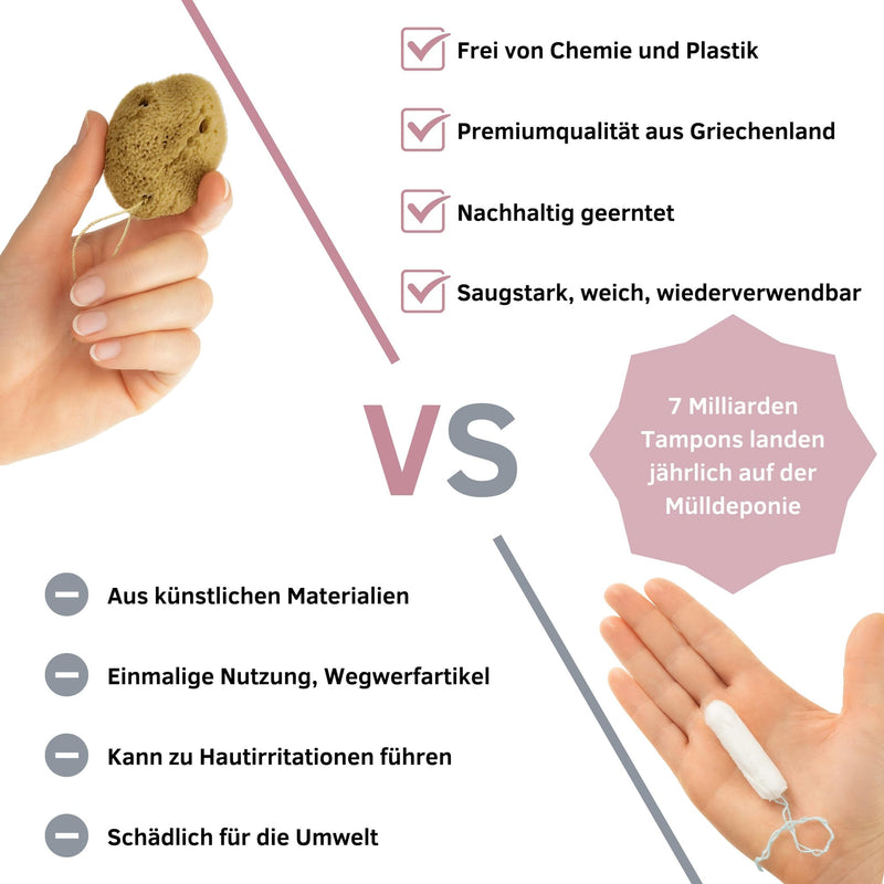Menstruationsschwamm mit Kordel als wiederverwendbare Alternative zu Tampons