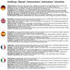 Mehrsprachige Anleitung zur Anwendung des Menstruationsschwamms in Deutsch, Englisch, Spanisch, Französisch und Italienisch