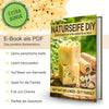 Titelbild des E-Books „Naturseife DIY“ mit 20 Rezepten zum Selbermachen und dem Stern „Extra Bonus“, im Hintergrund ein Naturschwamm Silk in Nahaufnahme