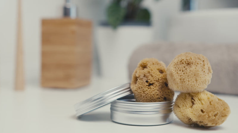 Video zeigt einen Naturschwamm als Menstruationsschwamm in einer Dose
