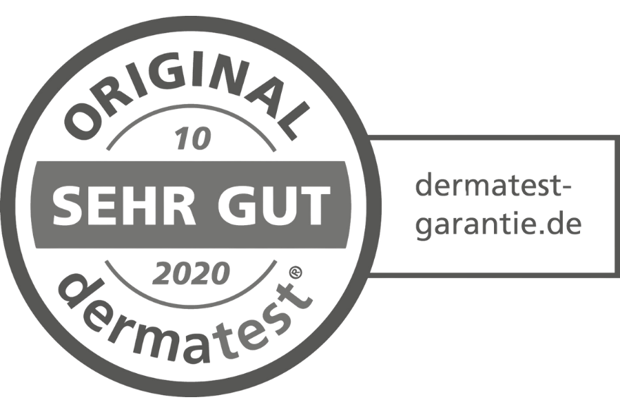 Original-Dermatest-Siegel mit der Bewertung sehr gut